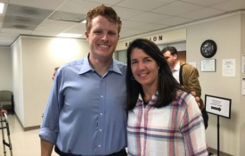 WellStrong Founder Amy Doherty talks with Congressman Kennedy